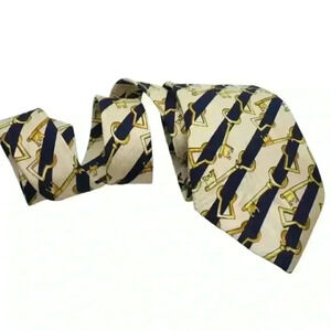 Vintage ESCADA Necktie Key To Success Gold & Black Stripe Made Italy 100% Silk